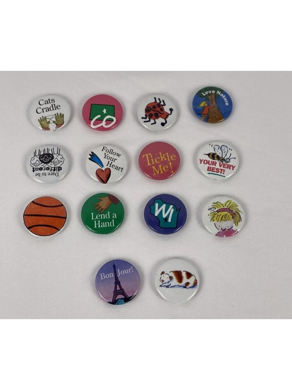 Lot of 14 VTG American Girl Grin Pins--Pleasant Company 1990s Collectibles Lot D